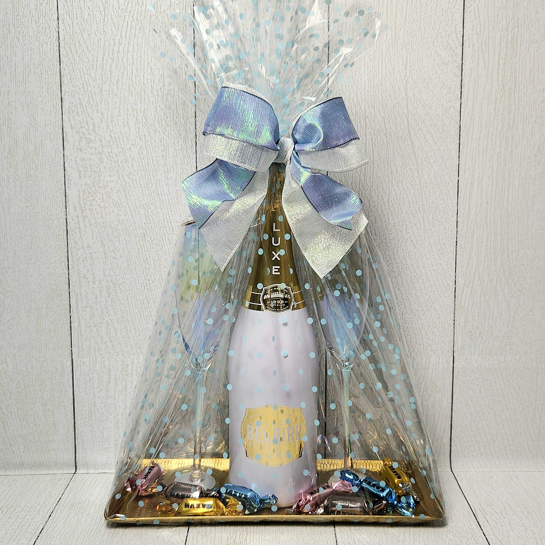 Wrapped A Golden Toast champagne celebration gift set