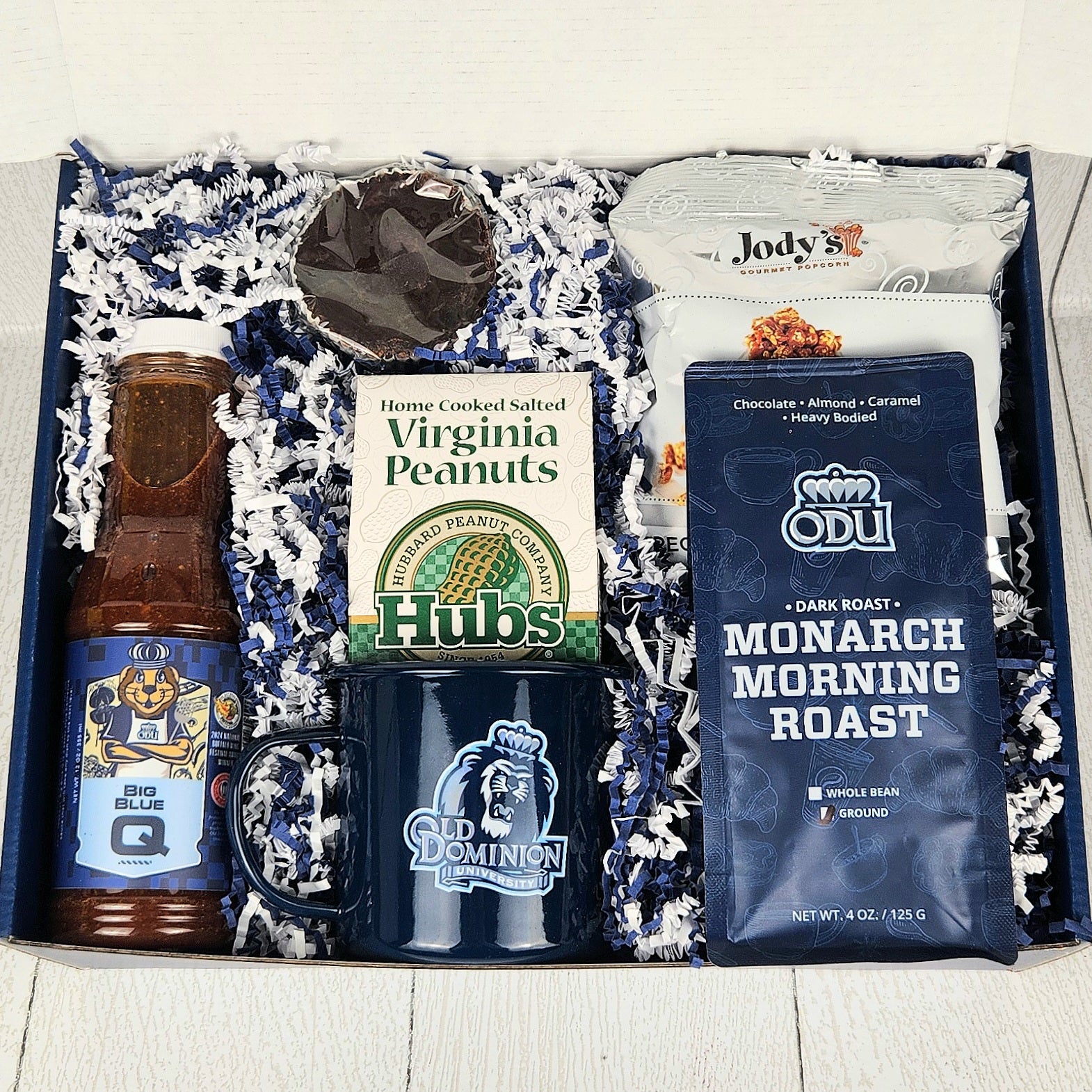 A Taste of ODU gift box with local Virginia treats for Monarch fans